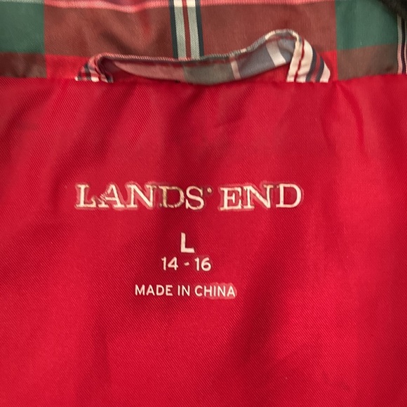 - Land’s End plaid puffer vest/jacket size L - Picture 5 of 8